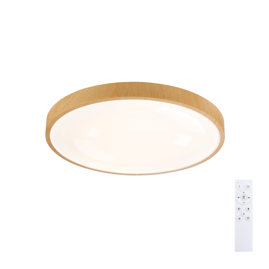 Brilagi - Prigušiva stropna LED svjetiljka GLASS POOL DOUBLE LED/60W/230V 3000-6000K 50 cm drveni dekor + daljinski upravljač