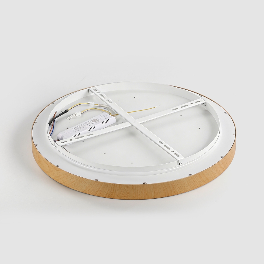 Brilagi - Prigušiva stropna LED svjetiljka GLASS POOL DOUBLE LED/60W/230V 3000-6000K 50 cm drveni dekor + daljinski upravljač