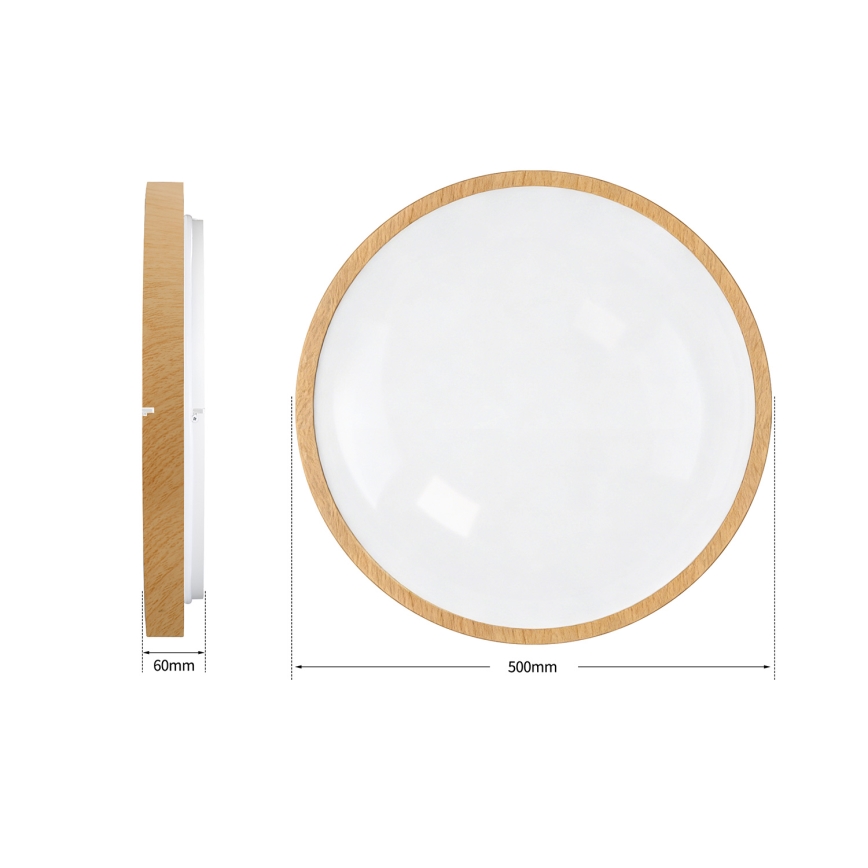 Brilagi - Prigušiva stropna LED svjetiljka GLASS POOL DOUBLE LED/60W/230V 3000-6000K 50 cm drveni dekor + daljinski upravljač