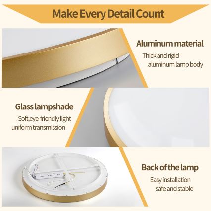 Brilagi - LED stropno svjetlo s mogućnošću prigušivanja GLASS POOL DOUBLE LED/60W/230V 3000-6000K 50 cm zlatno + daljinski upravljač