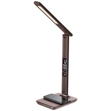 Brilagi - LED stolna lampa s podesivom svjetlinom, bežičnim QI punjenjem i USB REGINA LED/8,5W/230V smeđa