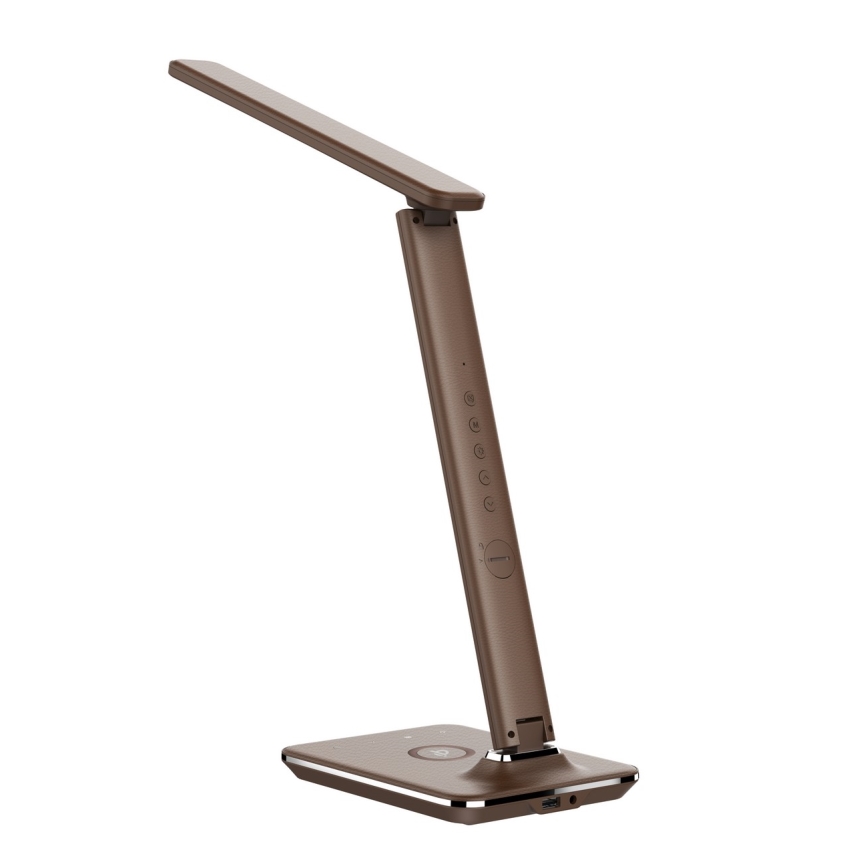 Brilagi - LED stolna lampa s podesivom svjetlinom, bežičnim QI punjenjem i USB REGINA LED/8,5W/230V smeđa