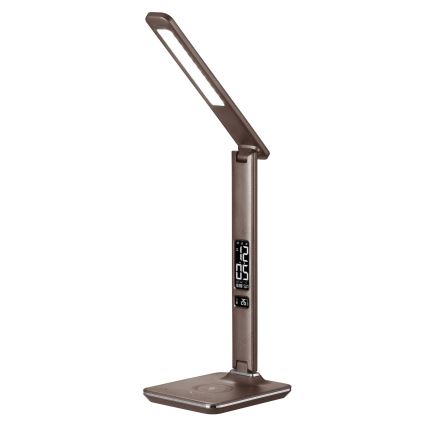 Brilagi - LED stolna lampa s podesivom svjetlinom, bežičnim QI punjenjem i USB REGINA LED/8,5W/230V smeđa