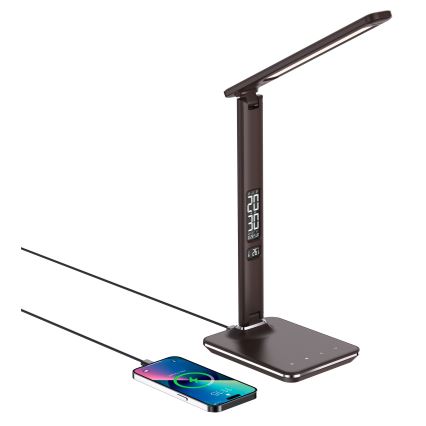 Brilagi - LED stolna lampa s podesivom svjetlinom, bežičnim QI punjenjem i USB REGINA LED/8,5W/230V smeđa