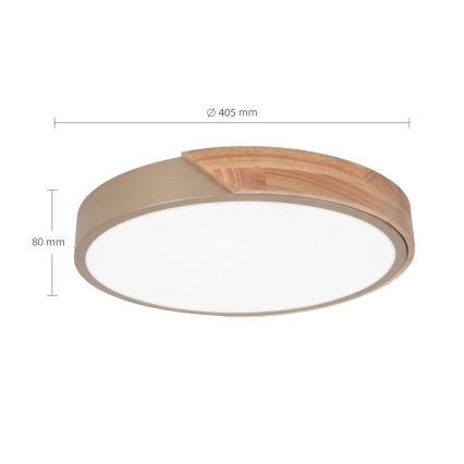 BRILAGI - LED stropna svjetiljka s prigušivanjem PILANA LED/48W/230V 3000-6500K hrast/zlatna Ø 40 cm + daljinski upravljač