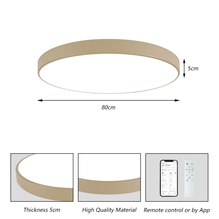 Brilagi - LED stropno svjetlo s prigušivanjem POOL SMART LED/100W/230V 3000-6000K 80 cm bež Wi-Fi Tuya + daljinski upravljač
