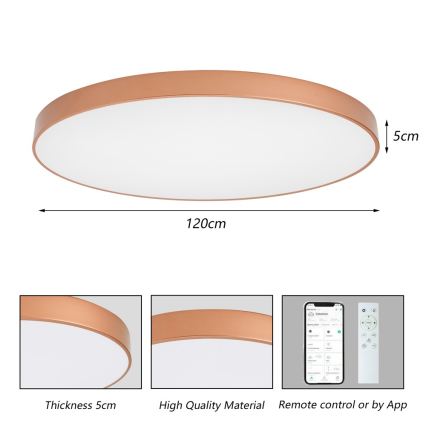 BRILAGI - LED stropna svjetiljka s prigušivanjem POOL SMART LED/180W/230V 3000-6000K 120 cm bakrena Wi-Fi Tuya + daljinski upravljač