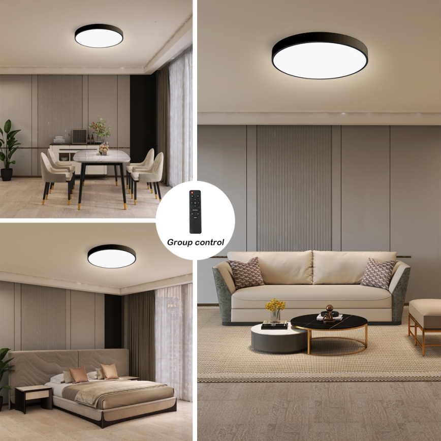 Brilagi - Prigušivo LED stropno svjetlo POOL SMART LED/48W/230V 40 cm 3000-6000K Wi-Fi Tuya + daljinsko upravljanje crna