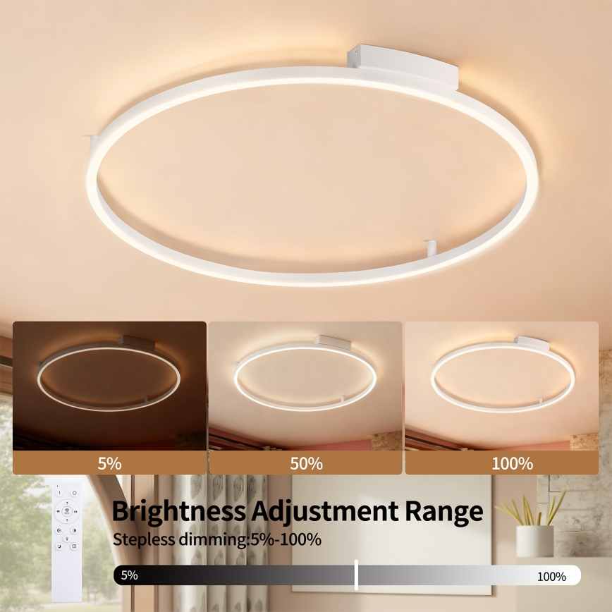 Brilagi - Prigušivo LED stropno svjetlo PORTOFINO LED/60W/230V 3000-6000K promjer 80 cm bijelo + daljinski upravljač