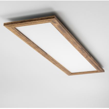 Brilagi - Prigušiva stropna LED svjetiljka SLIMFRAME WOOD LED/58W/230V 124x33,7 cm 3000-6000K smeđa + daljinski upravljač