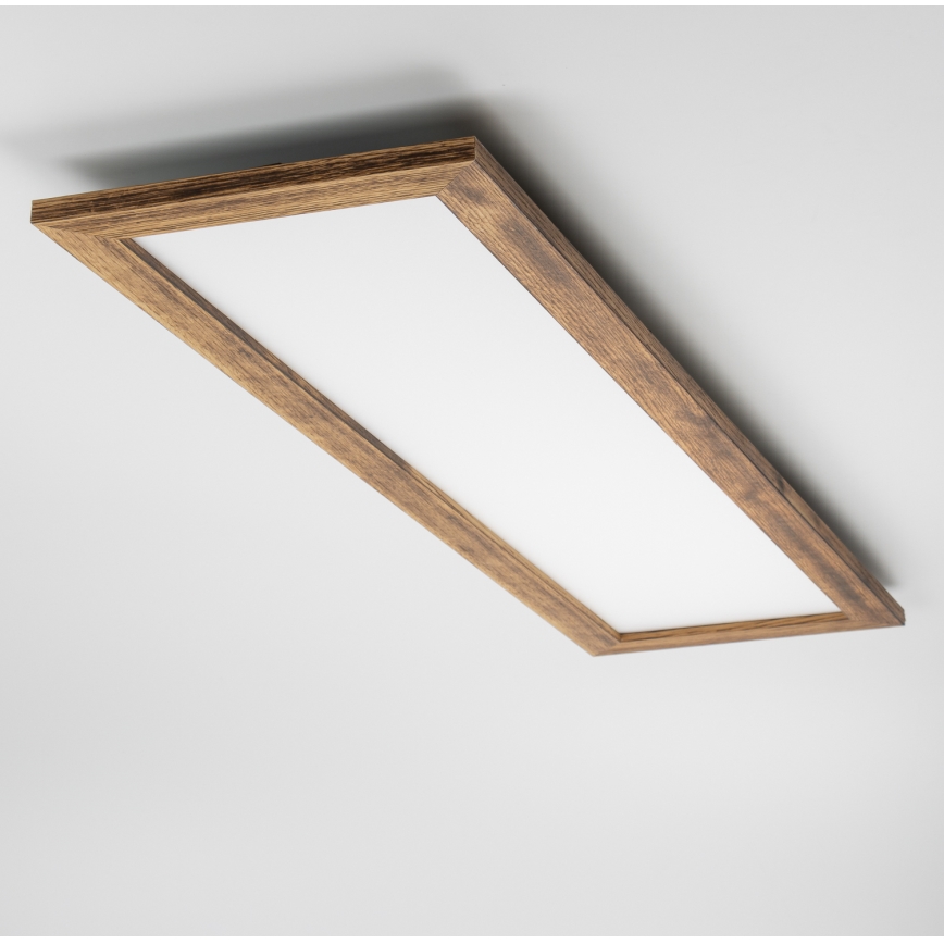 Brilagi - Prigušiva stropna LED svjetiljka SLIMFRAME WOOD LED/58W/230V 124x33,7 cm 3000-6000K smeđa + daljinski upravljač