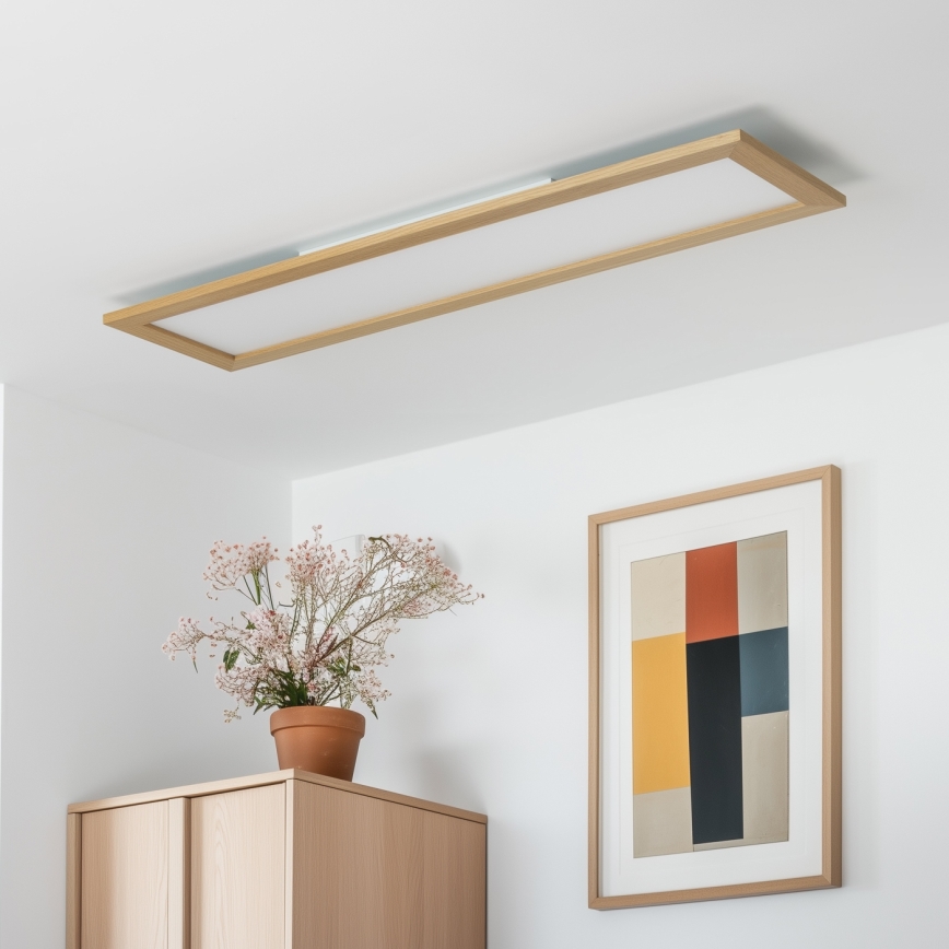 Brilagi - LED stropna svjetiljka SLIMFRAME WOOD s prigušivanjem LED/58W/230V 124x34 cm 3000-6000K smeđa + daljinski upravljač
