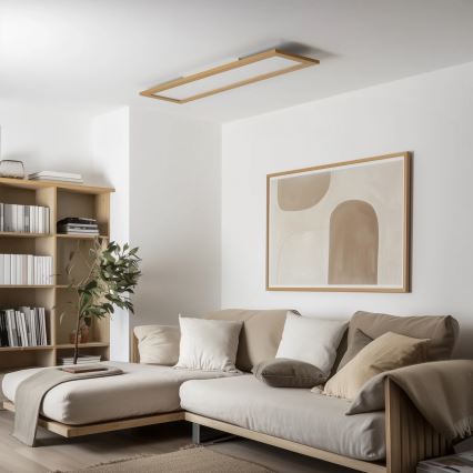 Brilagi - LED stropna svjetiljka SLIMFRAME WOOD s prigušivanjem LED/58W/230V 124x34 cm 3000-6000K smeđa + daljinski upravljač