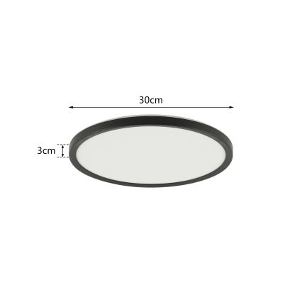 Brilagi - Prigušivo stropno LED svjetlo ULTRA SLIM LED/18W/230V 2700-6500K Ø 30 cm crno + daljinski upravljač