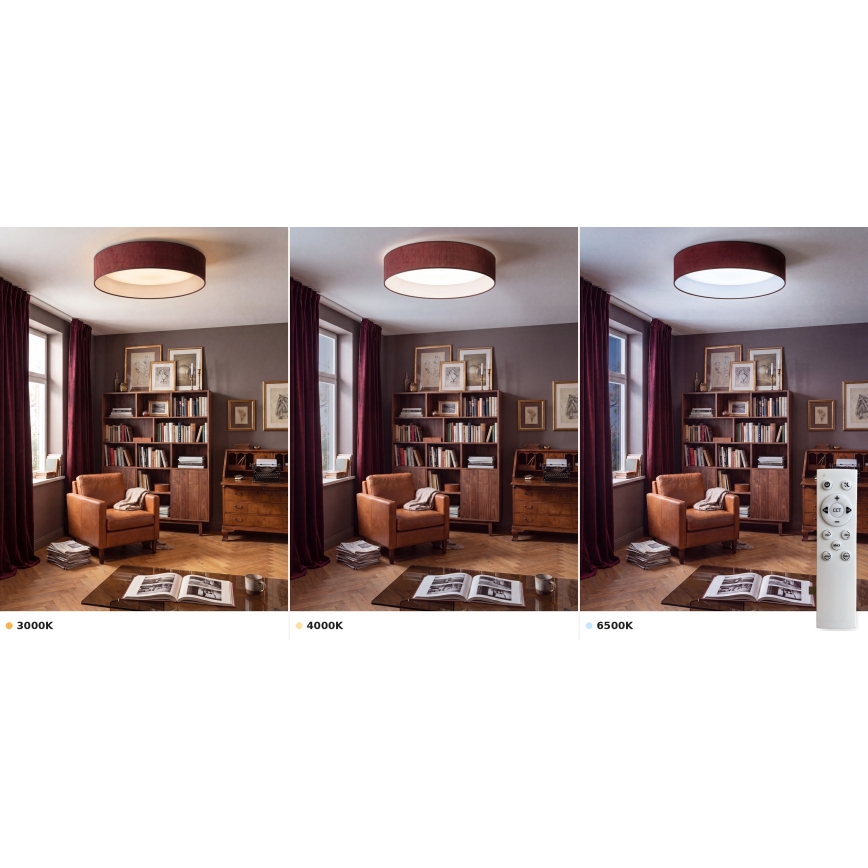 Brilagi - LED prigušivo stropno svjetlo VELVET SMART VARI LED/24W/230V 3000-6500K Ø 45 cm bordo + daljinski upravljač