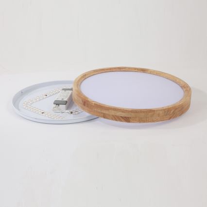 Brilagi - LED prigušiva stropna svjetiljka WOODROUND LED/30W/230V 3000-6000K Ø 40 cm drvena CRI 90 + daljinski upravljač