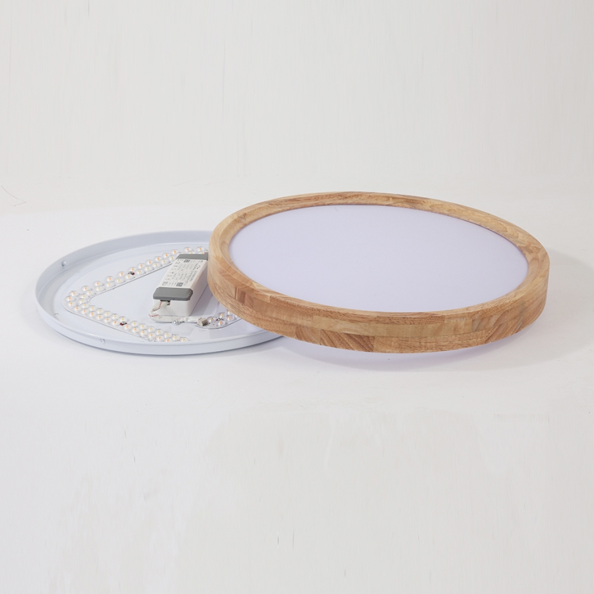 Brilagi - LED prigušiva stropna svjetiljka WOODROUND LED/30W/230V 3000-6000K Ø 40 cm drvena CRI 90 + daljinski upravljač