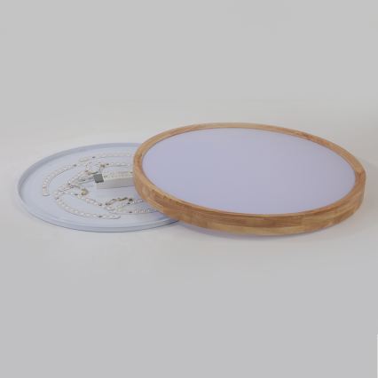 Brilagi - Prigušivo LED stropno svjetlo WOODROUND LED/40W/230V 3000-6000K Ø 60 cm, drveno, CRI 90 + daljinski upravljač