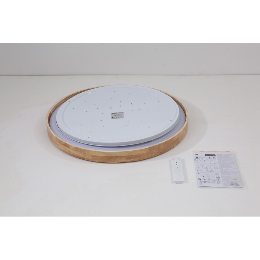 Brilagi - Prigušivo LED stropno svjetlo WOODROUND LED/40W/230V 3000-6000K Ø 60 cm, drveno, CRI 90 + daljinski upravljač