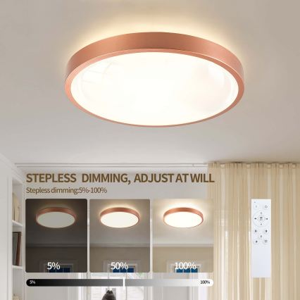 BRILAGI - LED stropno svjetlo s mogućnošću prigušivanja GLASS POOL DOUBLE LED/48W/230V Ø 40 cm bakreno + daljinski upravljač