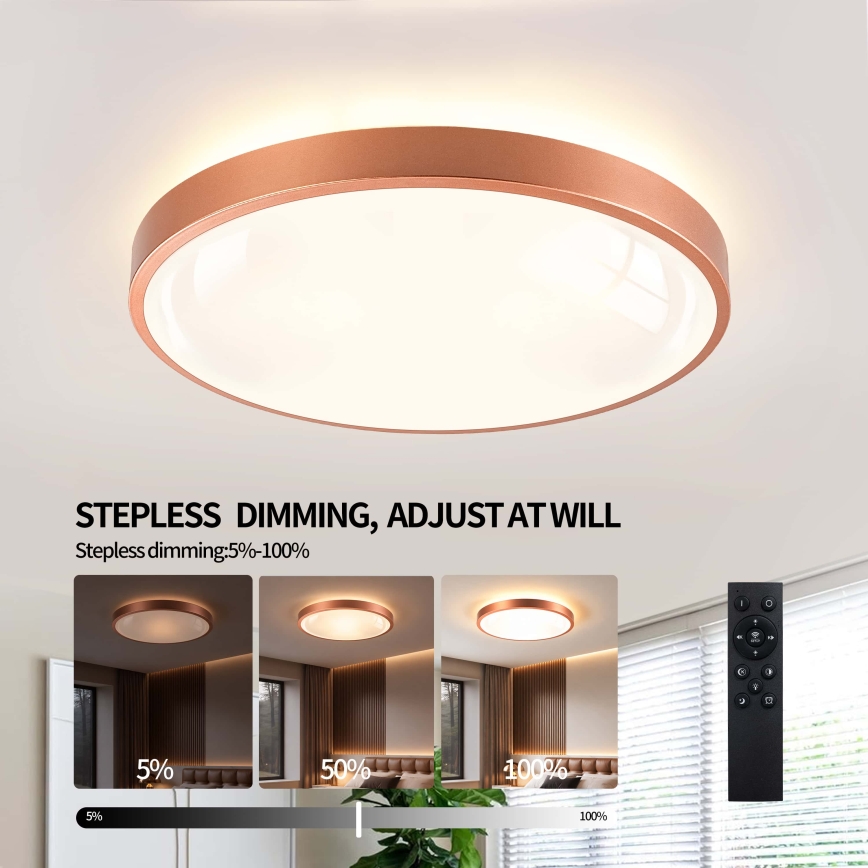 BRILAGI - LED stropna svjetiljka s mogućnošću prigušivanja GLASS POOL DOUBLE LED/60W/230V pr. 50 cm bakrena + daljinski upravljač
