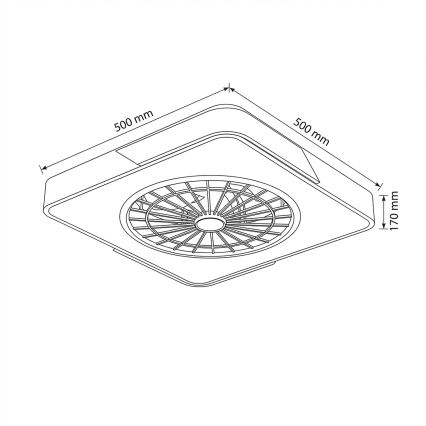 Brilagi - LED prigušivo stropno svjetlo s ventilatorom LED/38W/230V 3000-6500K 3000-6500K 50x50 cm bijela/hrast + daljinski upravljač