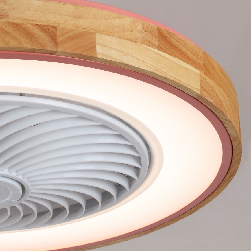 Brilagi - LED stropna svjetiljka s ventilatorom, s mogućnošću prigušivanja LED/38W/230V 3000-6500K 3000-6500K Ø 50 cm ružičasta/hrast + daljinski upravljač
