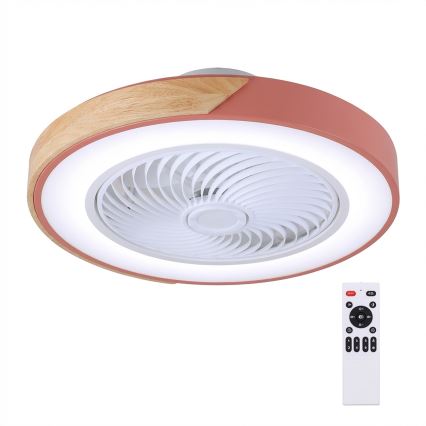 Brilagi - LED stropna svjetiljka s ventilatorom, s mogućnošću prigušivanja LED/38W/230V 3000-6500K 3000-6500K Ø 50 cm ružičasta/hrast + daljinski upravljač