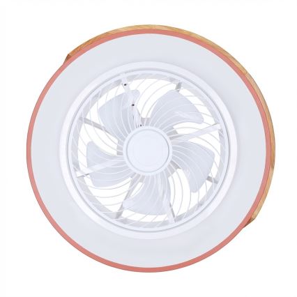 Brilagi - LED stropna svjetiljka s ventilatorom, s mogućnošću prigušivanja LED/38W/230V 3000-6500K 3000-6500K Ø 50 cm ružičasta/hrast + daljinski upravljač