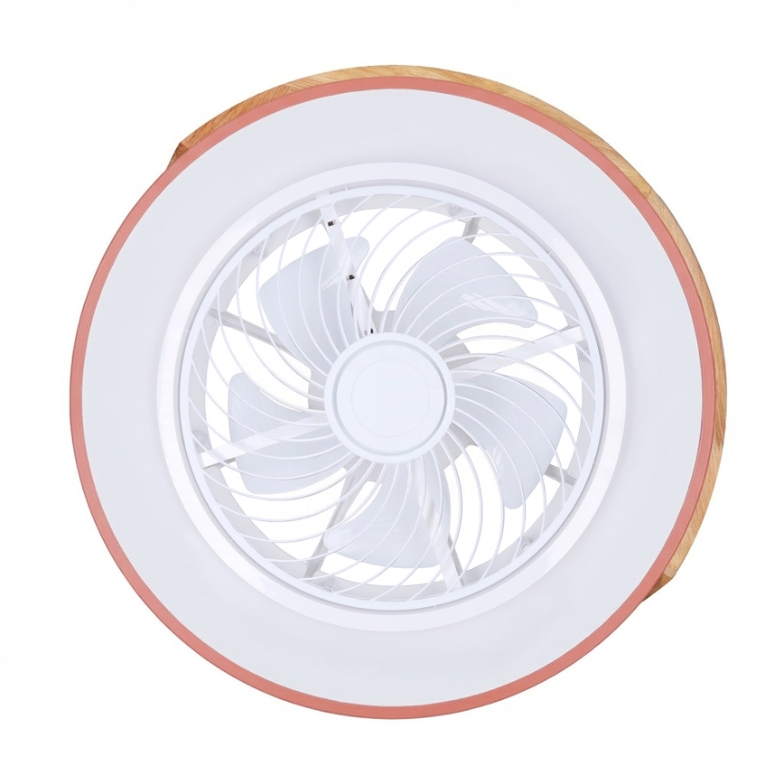 Brilagi - LED stropna svjetiljka s ventilatorom, s mogućnošću prigušivanja LED/38W/230V 3000-6500K 3000-6500K Ø 50 cm ružičasta/hrast + daljinski upravljač