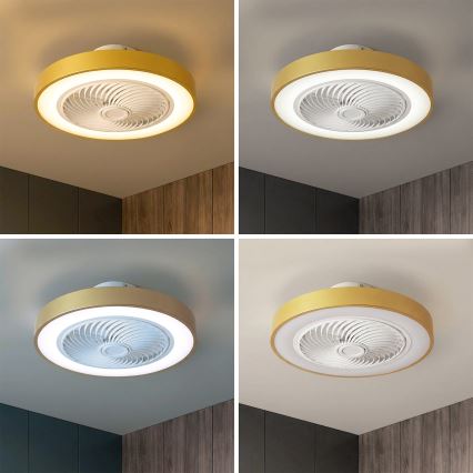 Brilagi - LED stropno svjetlo s mogućnošću prigušivanja i ventilatorom LED/38W/230V 3000-6500K Ø 50 cm u zlatnoj boji + daljinsko upravljanje