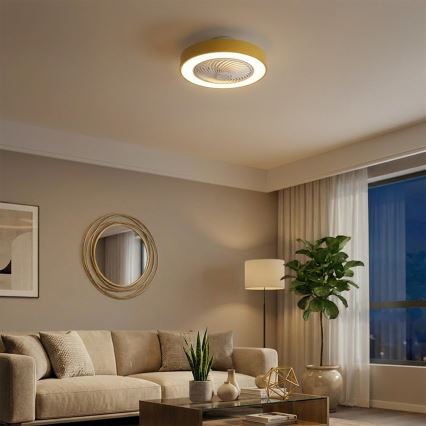 Brilagi - LED stropno svjetlo s mogućnošću prigušivanja i ventilatorom LED/38W/230V 3000-6500K Ø 50 cm u zlatnoj boji + daljinsko upravljanje