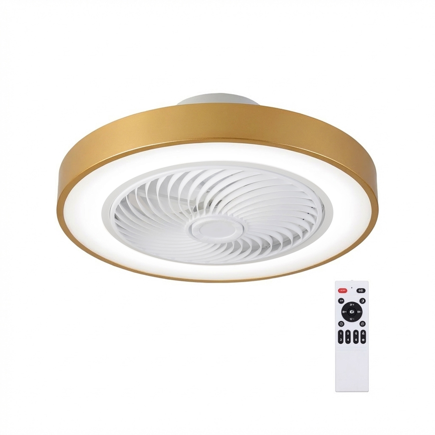 Brilagi - LED stropno svjetlo s mogućnošću prigušivanja i ventilatorom LED/38W/230V 3000-6500K Ø 50 cm u zlatnoj boji + daljinsko upravljanje