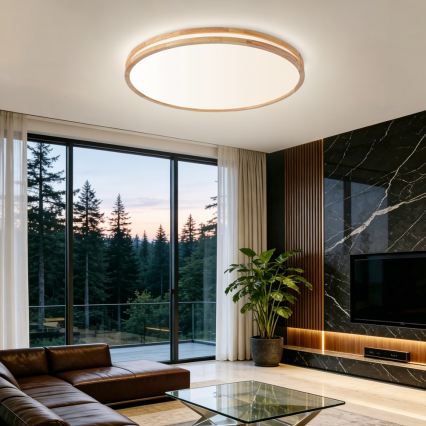Brilagi - LED prigušivo stropno svjetlo MOLINA LED/100W/230V 3000-6000K hrast prom. 80 cm + daljinski upravljač