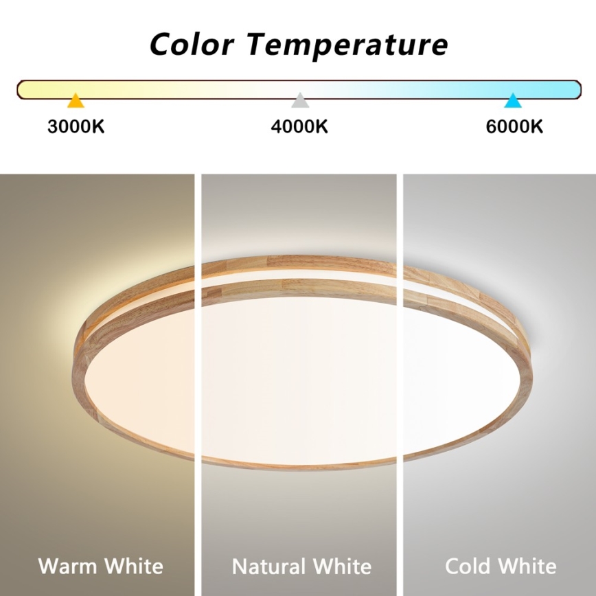 Brilagi - LED prigušivo stropno svjetlo MOLINA LED/100W/230V 3000-6000K hrast prom. 80 cm + daljinski upravljač
