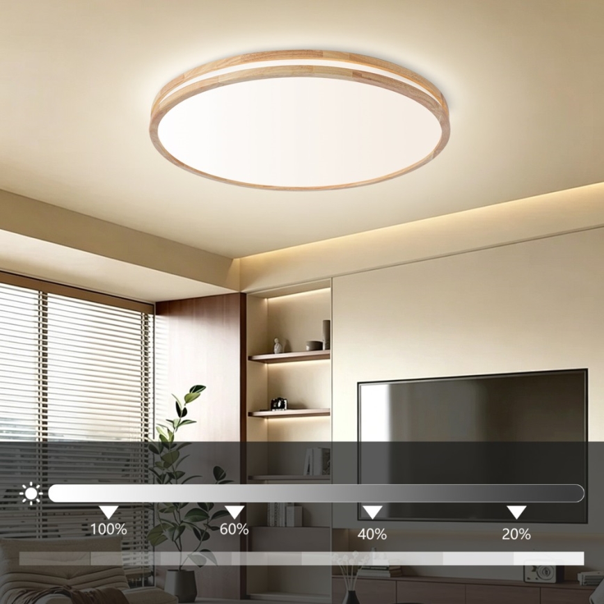 Brilagi - LED prigušivo stropno svjetlo MOLINA LED/100W/230V 3000-6000K hrast prom. 80 cm + daljinski upravljač