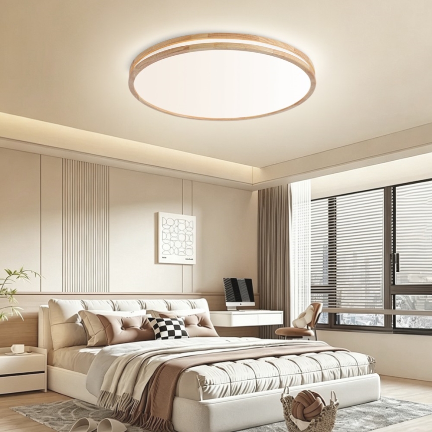 Brilagi - LED prigušivo stropno svjetlo MOLINA LED/100W/230V 3000-6000K hrast prom. 80 cm + daljinski upravljač