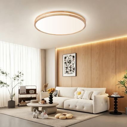 Brilagi - LED prigušivo stropno svjetlo MOLINA LED/100W/230V 3000-6000K hrast prom. 80 cm + daljinski upravljač