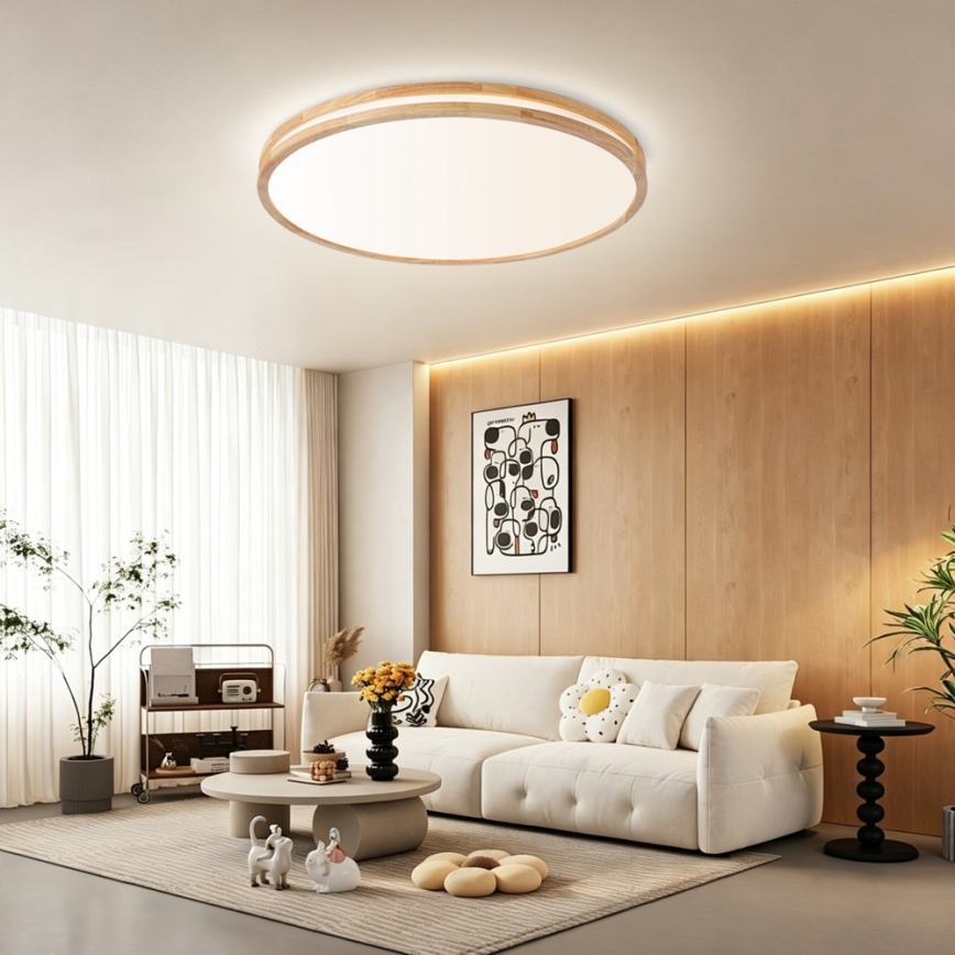 Brilagi - LED prigušivo stropno svjetlo MOLINA LED/100W/230V 3000-6000K hrast prom. 80 cm + daljinski upravljač