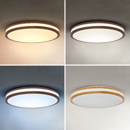 Brilagi - Prigušivo LED stropno svjetlo MOLINA LED/60W/230V 3000-6500K hrast prom. 58 cm + daljinski upravljač