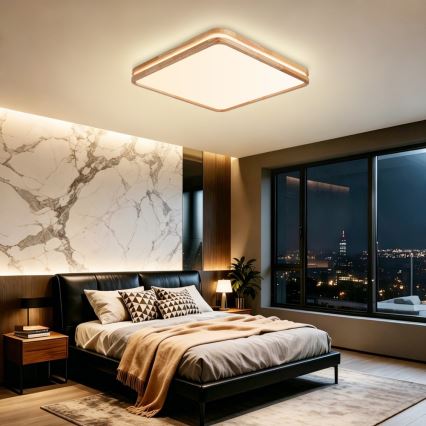 Brilagi - LED prigušivo stropno svjetlo MOLINA SQUARE LED/80W/230V 3000-6000K hrast 60x60 cm + daljinski upravljač