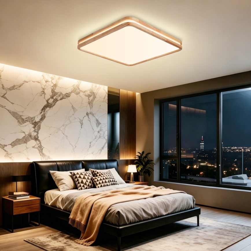 Brilagi - LED prigušivo stropno svjetlo MOLINA SQUARE LED/80W/230V 3000-6000K hrast 60x60 cm + daljinski upravljač