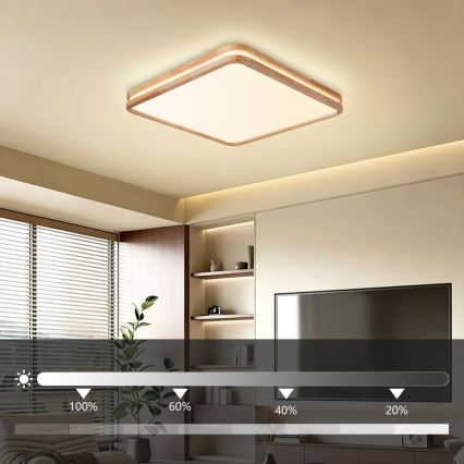 Brilagi - LED prigušivo stropno svjetlo MOLINA SQUARE LED/80W/230V 3000-6000K hrast 60x60 cm + daljinski upravljač