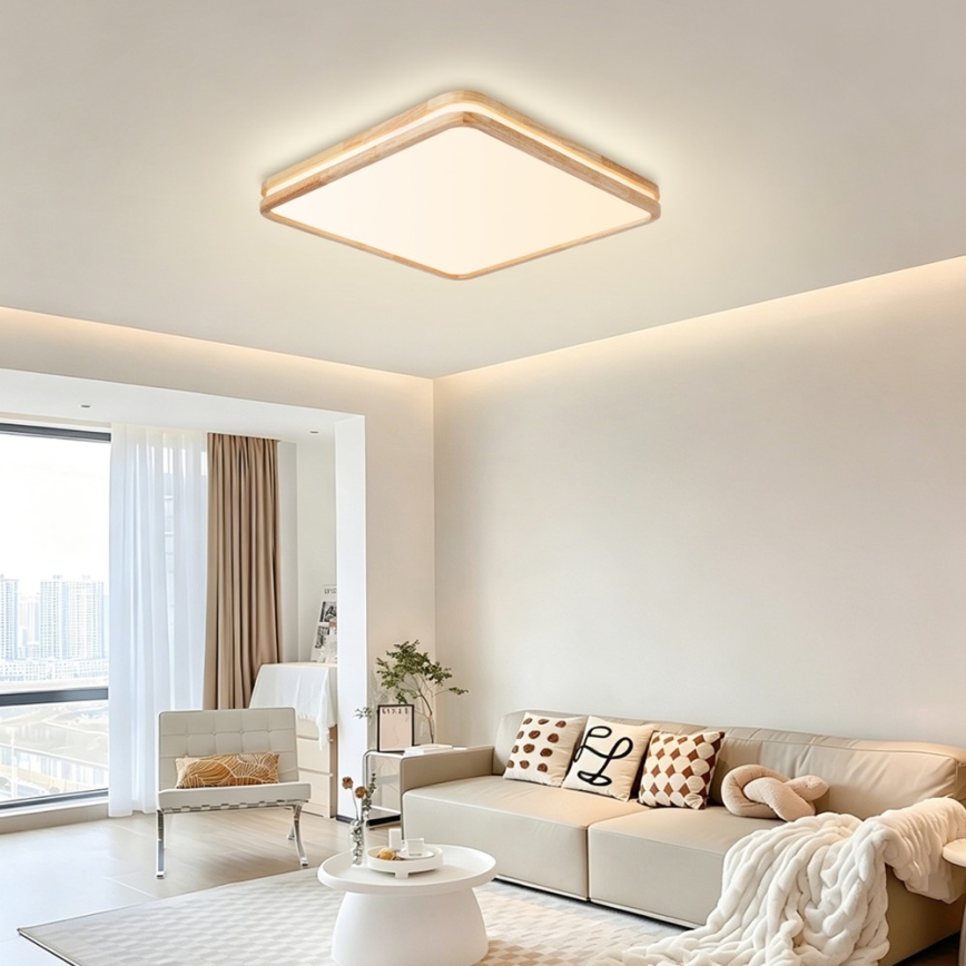 Brilagi - LED prigušivo stropno svjetlo MOLINA SQUARE LED/80W/230V 3000-6000K hrast 60x60 cm + daljinski upravljač