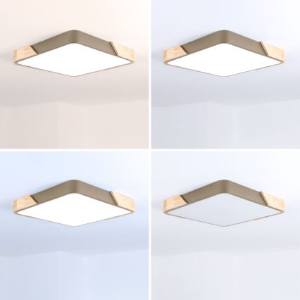 BRILAGI - LED prigušivo stropno svjetlo PILANA SQUARE LED/48W/230V 3000-6500K hrast/bež 42x42 cm + daljinski upravljač