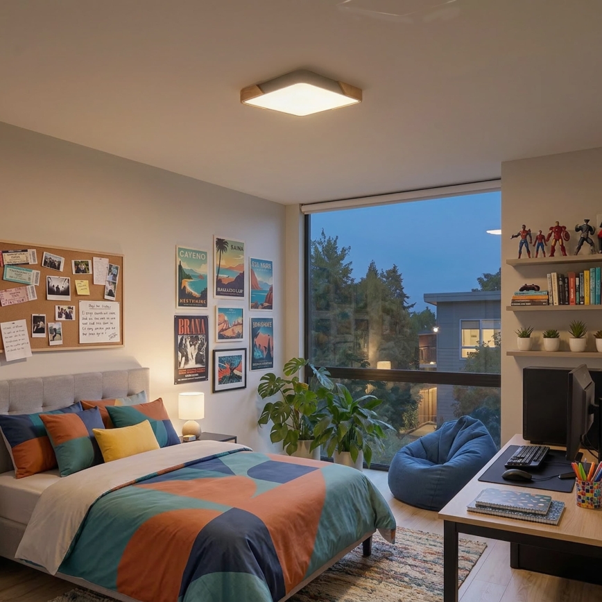 BRILAGI - LED prigušivo stropno svjetlo PILANA SQUARE LED/48W/230V 3000-6500K hrast/bež 42x42 cm + daljinski upravljač