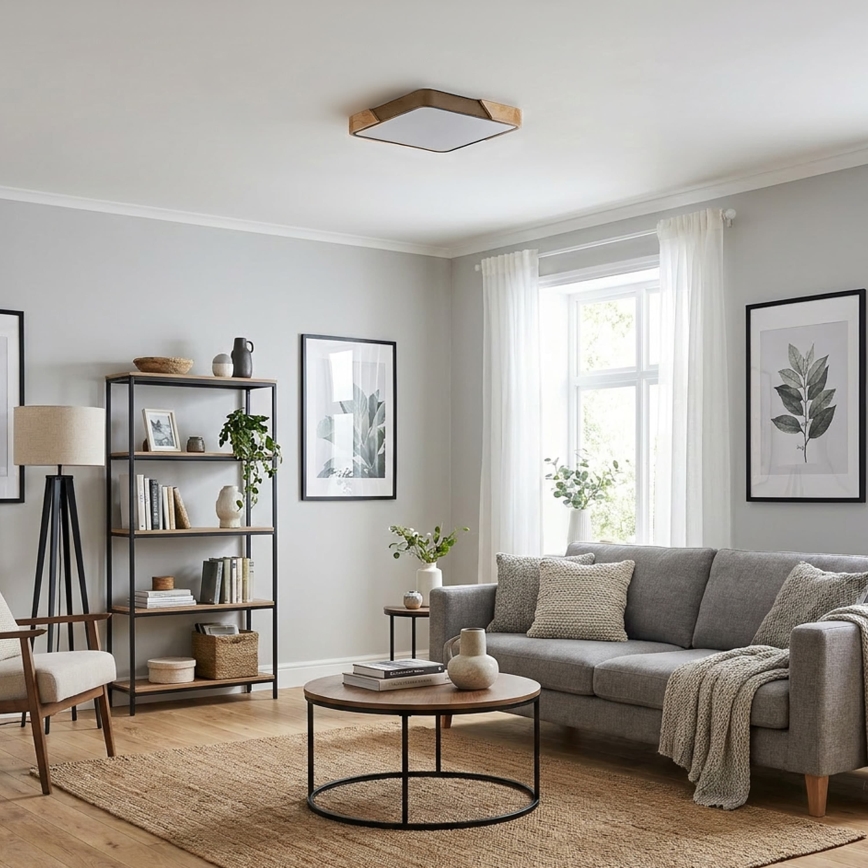 BRILAGI - LED prigušivo stropno svjetlo PILANA SQUARE LED/48W/230V 3000-6500K hrast/bež 42x42 cm + daljinski upravljač
