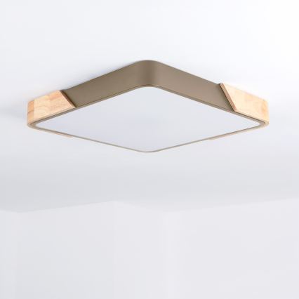 BRILAGI - LED prigušivo stropno svjetlo PILANA SQUARE LED/48W/230V 3000-6500K hrast/bež 42x42 cm + daljinski upravljač