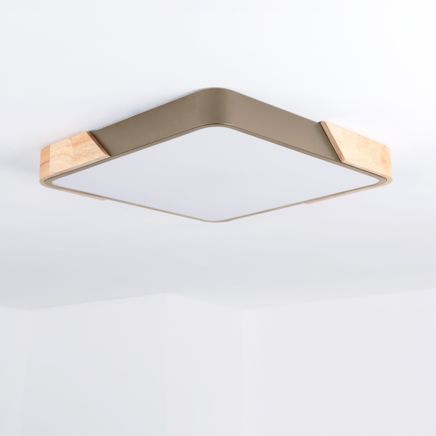 BRILAGI - LED prigušivo stropno svjetlo PILANA SQUARE LED/48W/230V 3000-6500K hrast/bež 42x42 cm + daljinski upravljač