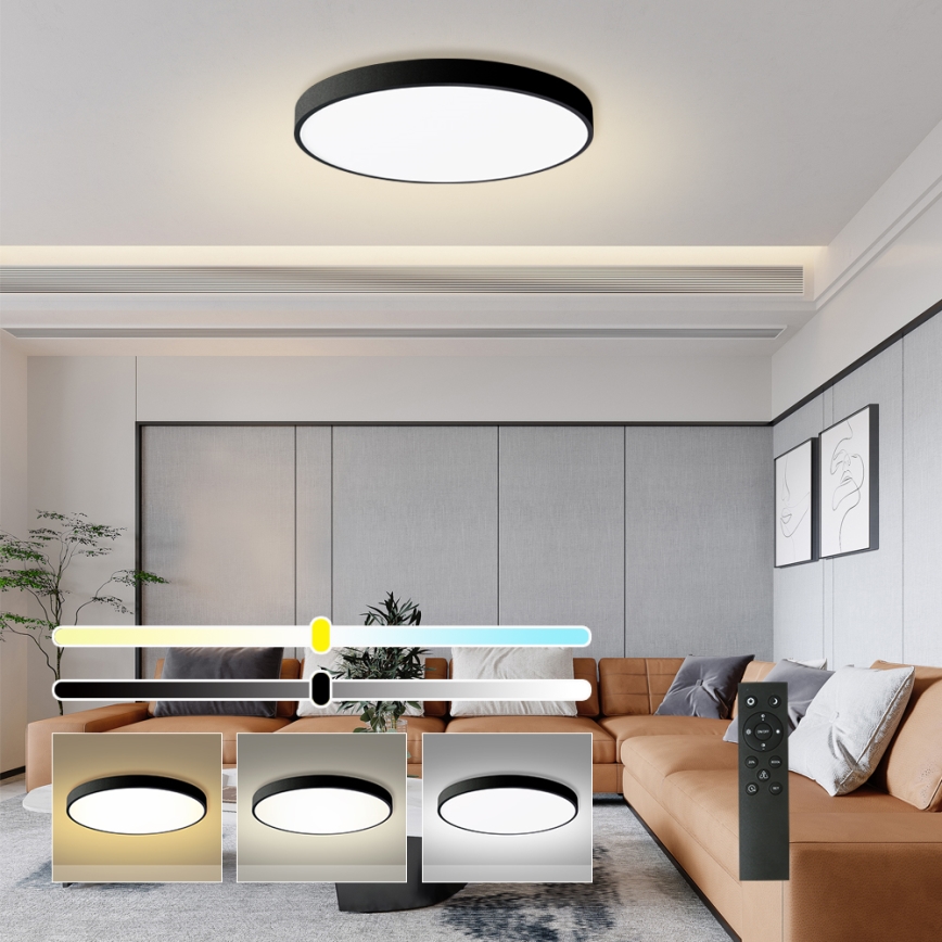 Brilagi - LED prigušiva stropna svjetiljka POOL SMART LED/100W/230V 3000-6000K pr. 80 cm Wi-Fi Tuya crna + daljinski upravljač